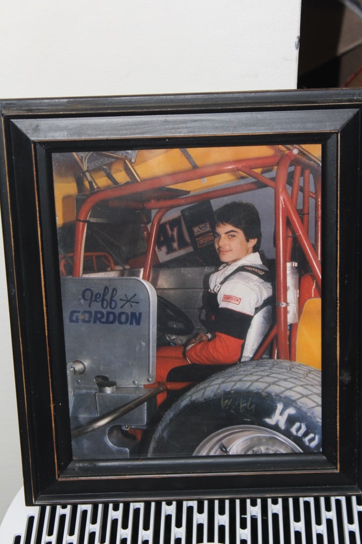 12 Year-Old Jeff Gordon in 1984 at a Race: in Florida - was told, the organizer had to lower the age limit to 12 so he can compete and came in second place - framed - overall= 12 3/4" x 10 5/8" - Rare
