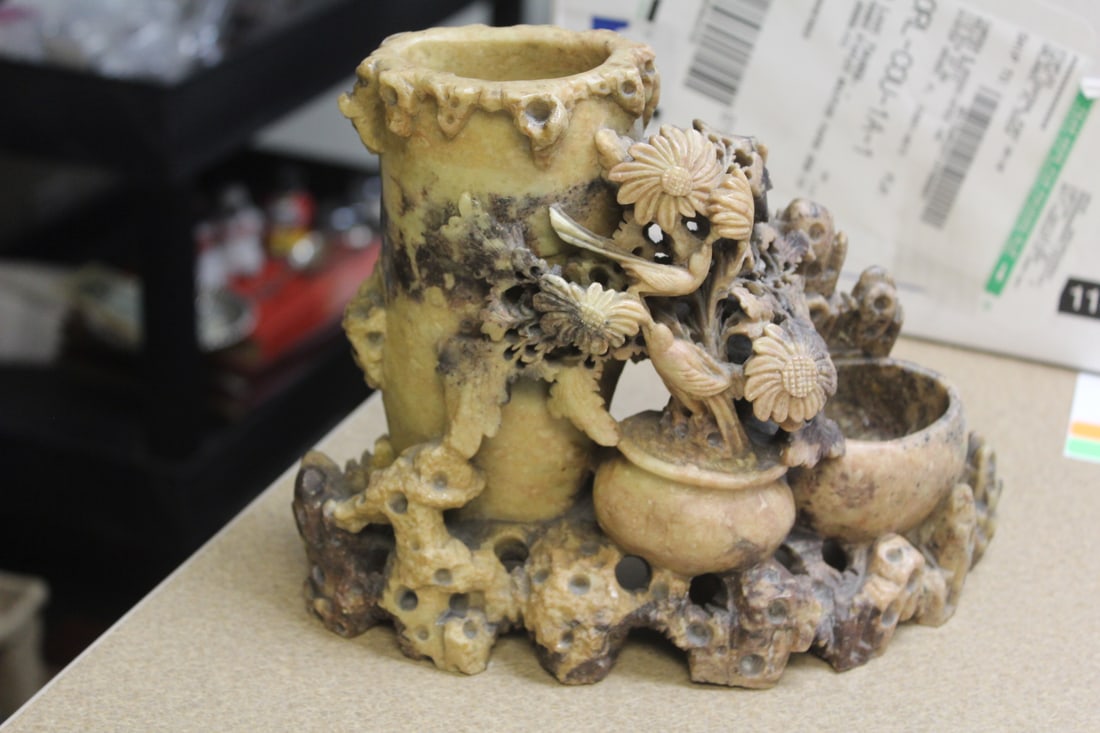 Chinese Soap Stone: 9 1/8" across