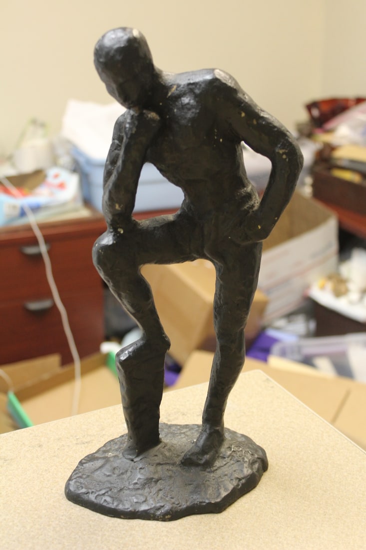 Cast Iron Statue: The Thinker: 13 inches tall