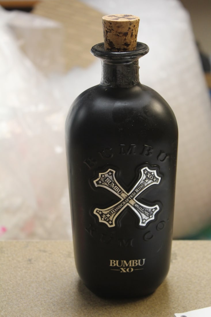 Bumbu Rum Empty Bottle: 9" tall without the cork