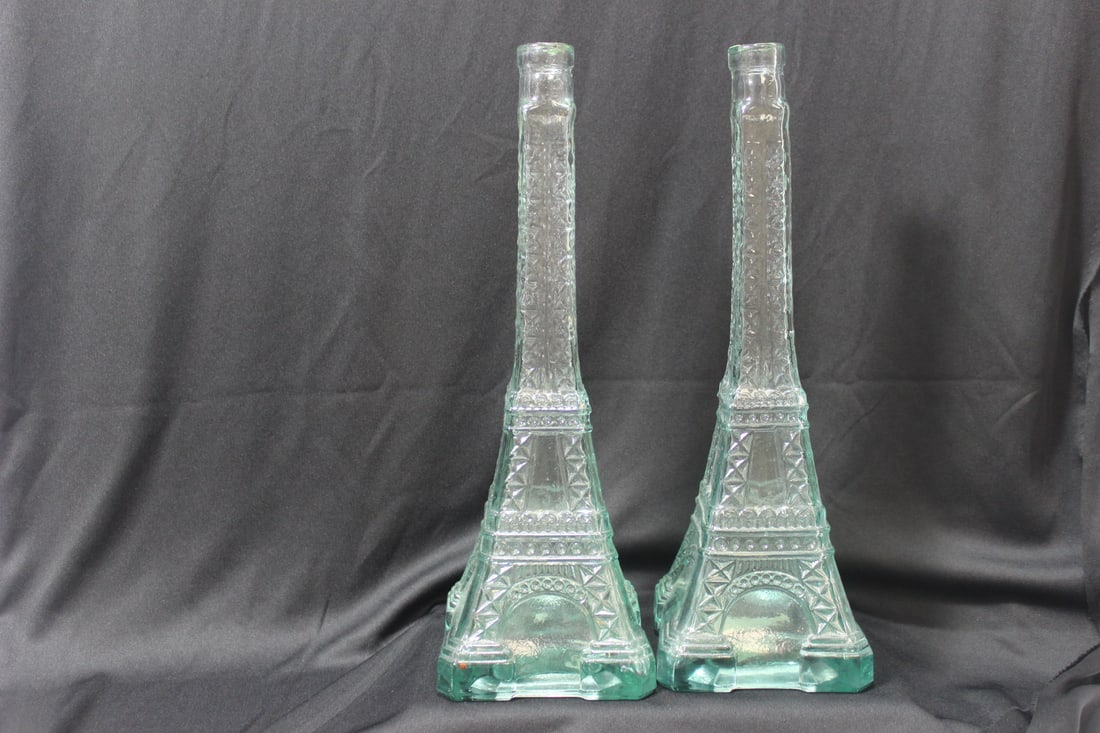 A Pair of Eiffel Tower Bottle: 13 1/2" tall