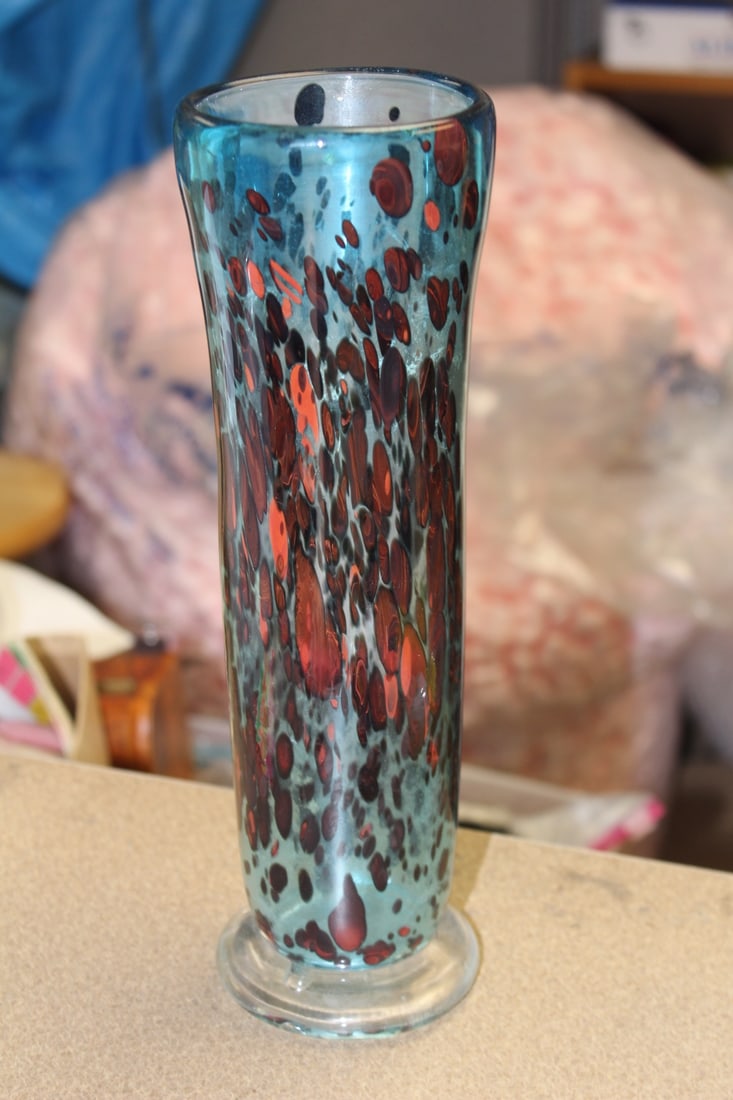 Signed and Dated Artglass Vase - 2