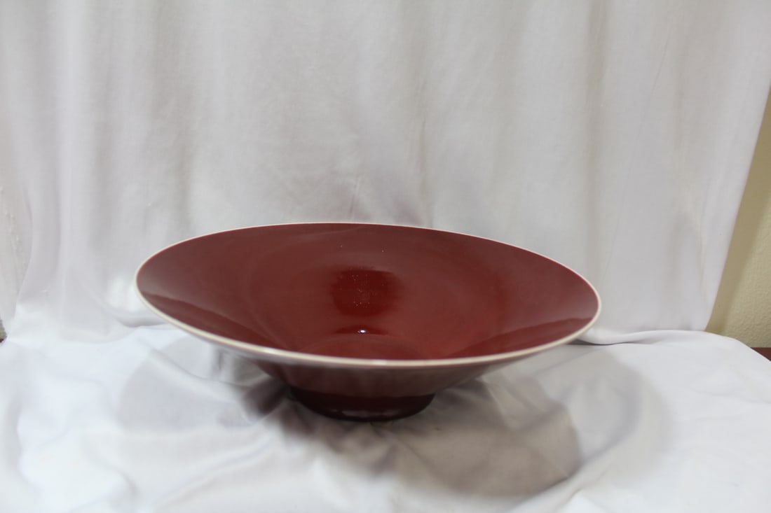 A Chinese Oxblood Bowl: signed - 11 1/2" in diameter