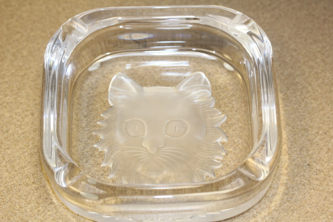 Marked "Serves" France Crystal Ashtray: 6 3/8" square