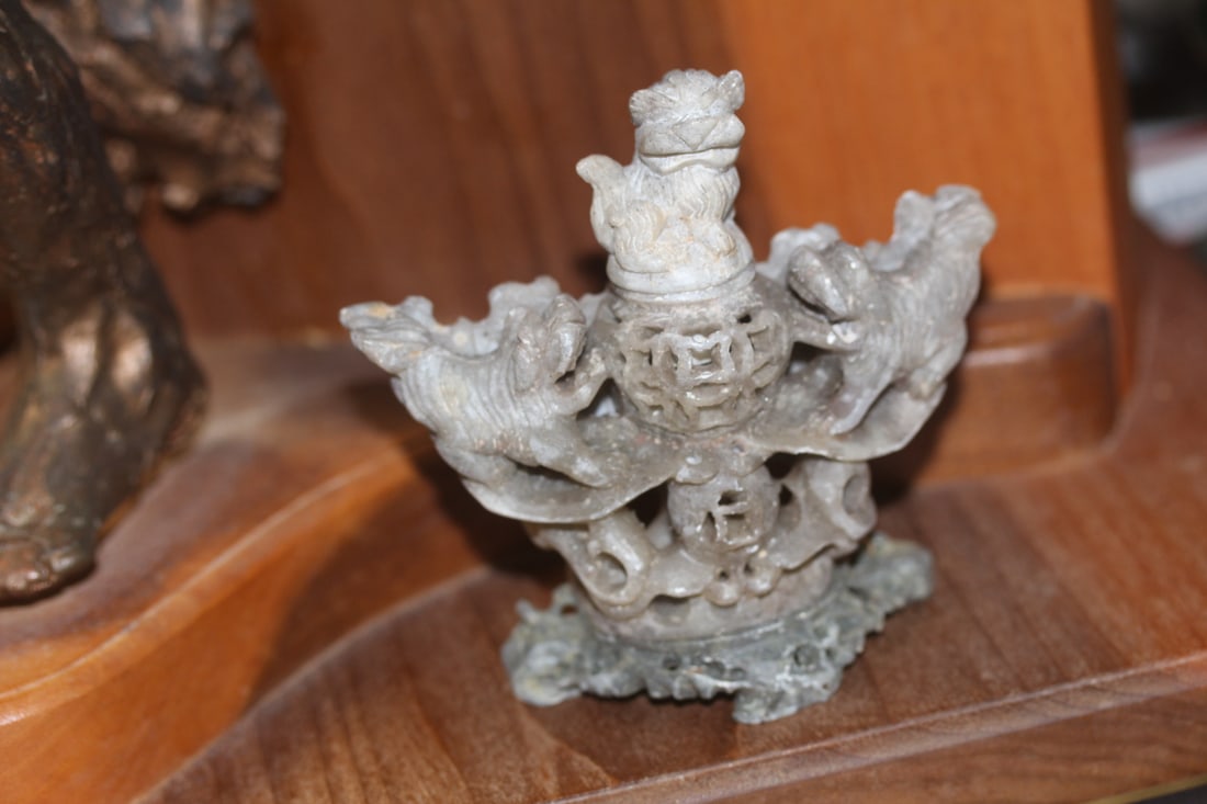 Chinese Soapstone Incense Bottle: with lid - 4 inches tall