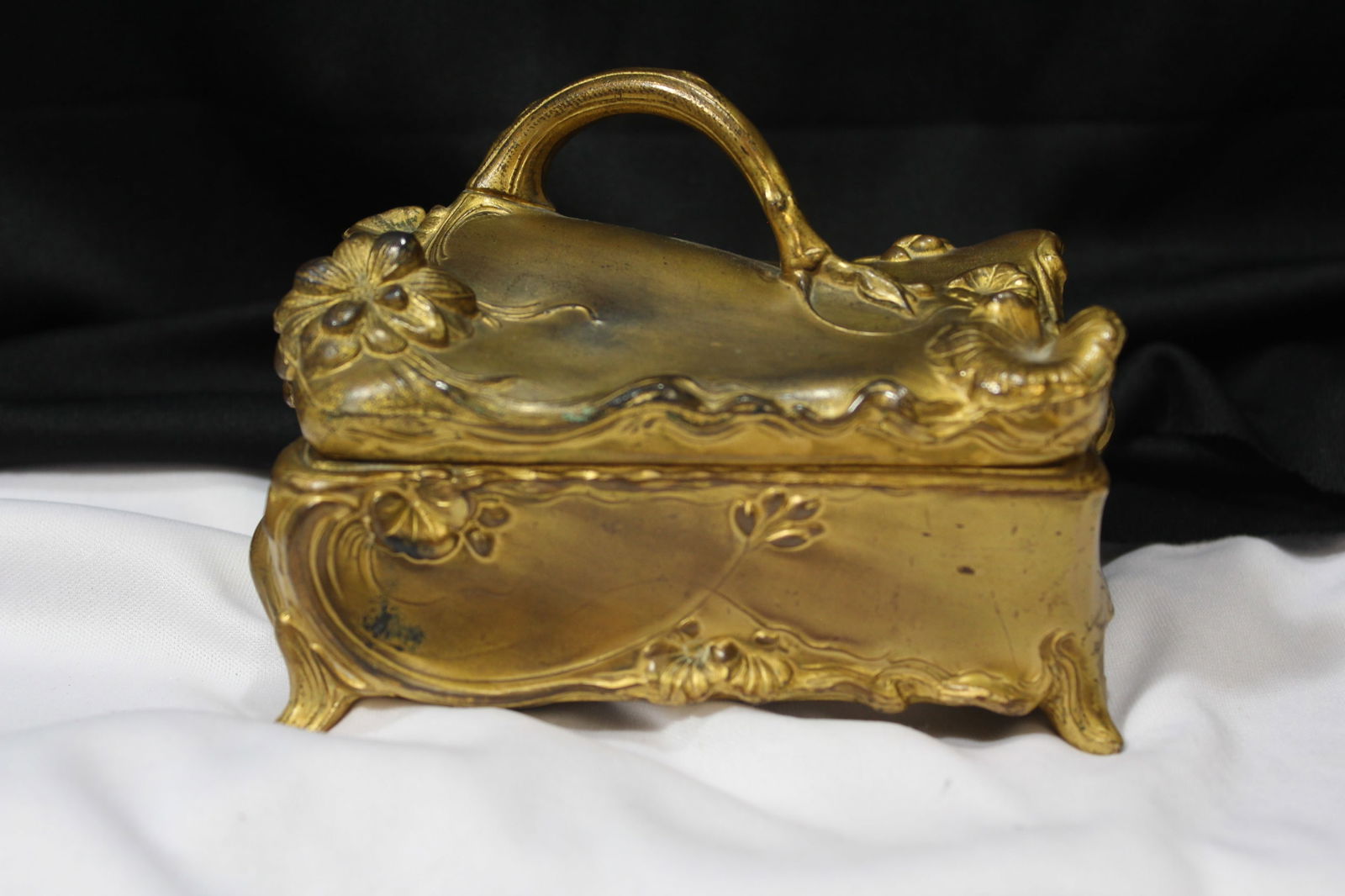 A Gold Gilted Metal Box: 5" wide