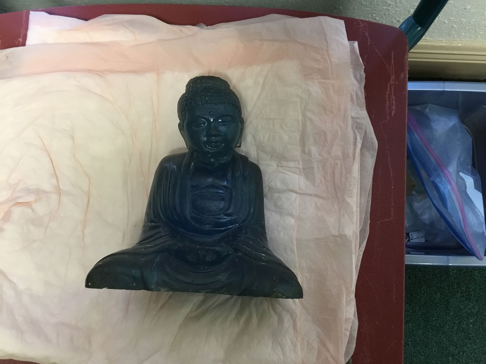 A Vintage Blue Lucite Buddha: As shown