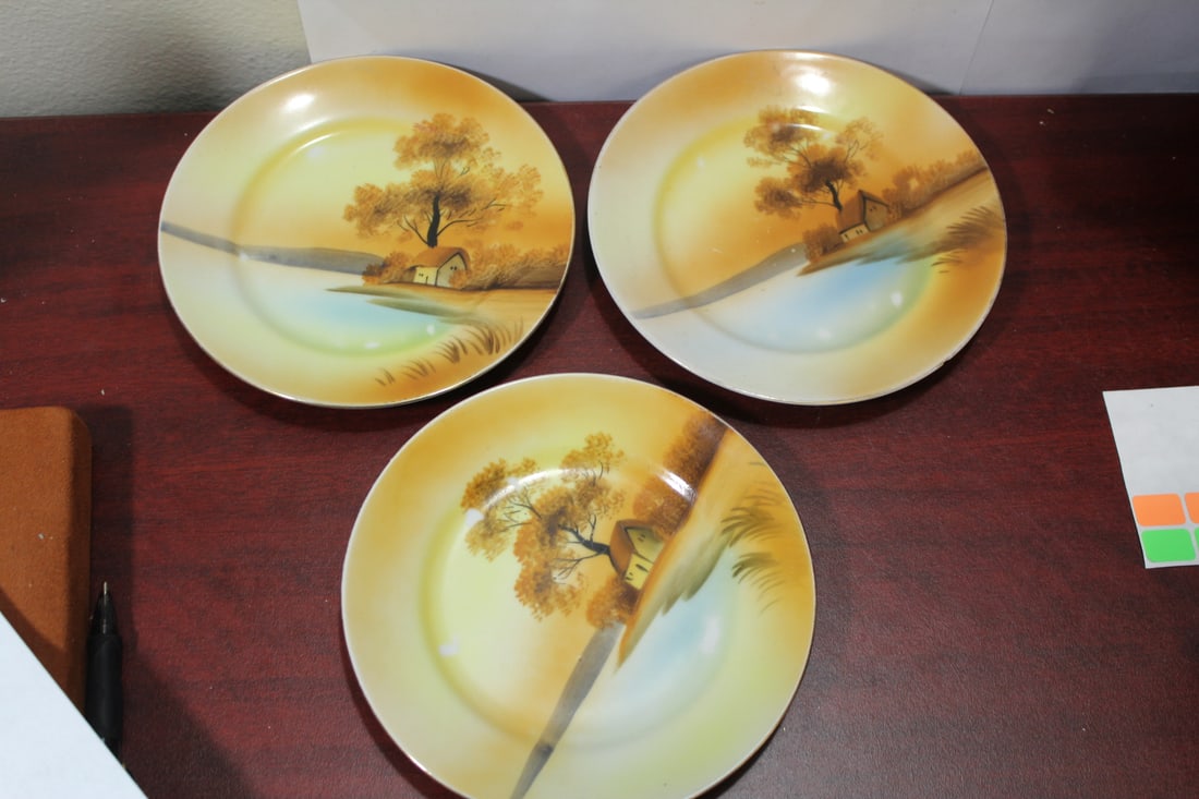 Lot of 3 Noritake Scenic Plates: 6 1/2" in diameter each