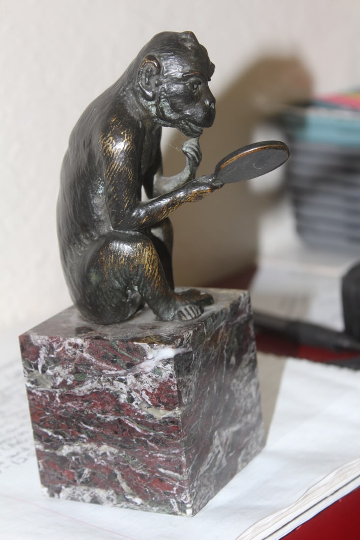 Bronze Monkey on Marble Base - 3