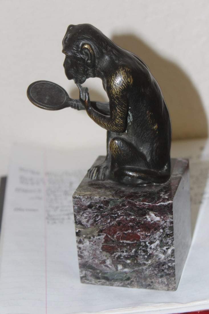 Bronze Monkey on Marble Base - 4