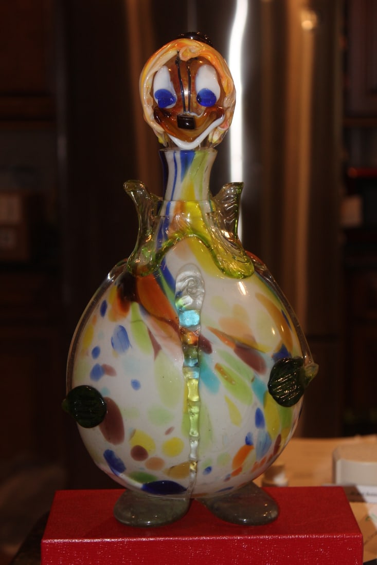 Art GlassClown Decanter: 13 1/2" tall