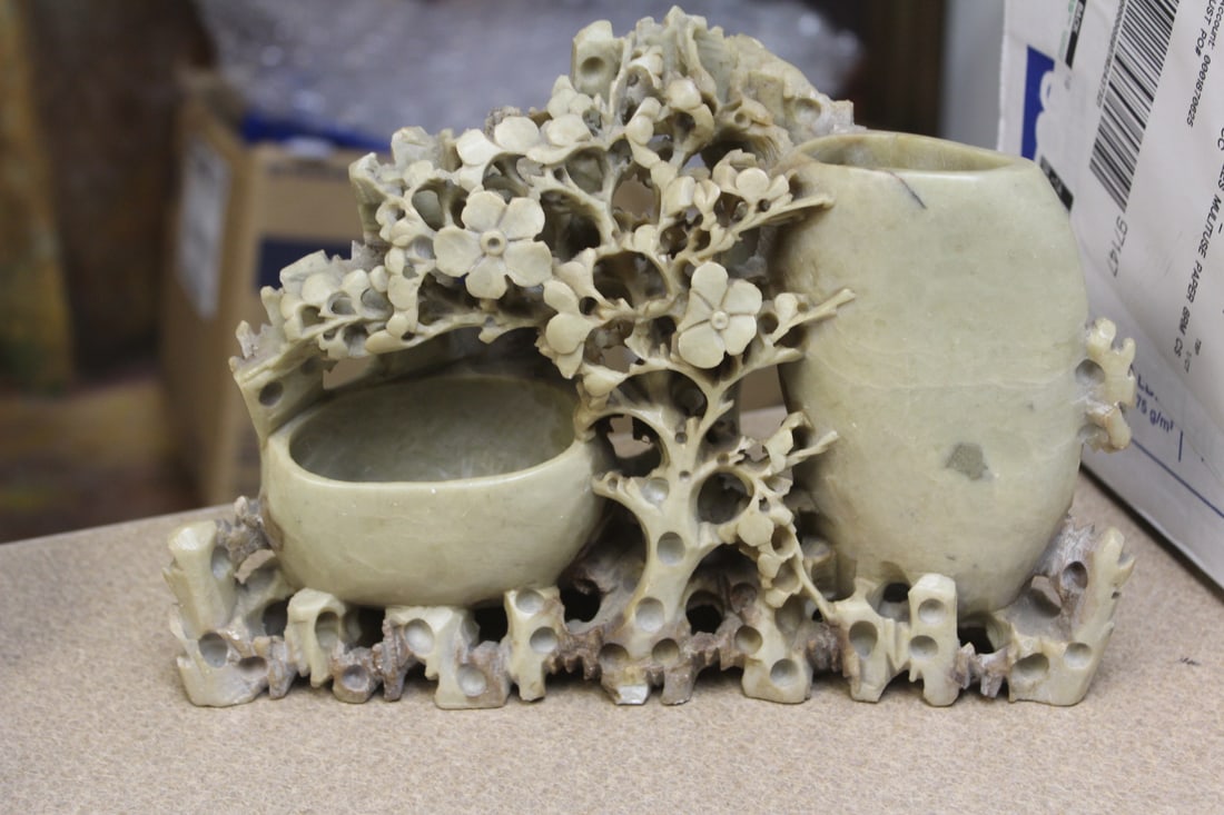 Chinese Soap Stone: 9 1/4" across