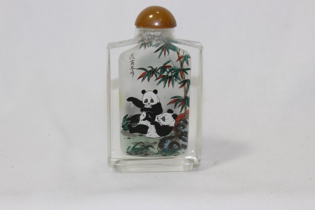 An Inside Painting Crystal Or Glass Snuff Bottle: 3 1/8" tall