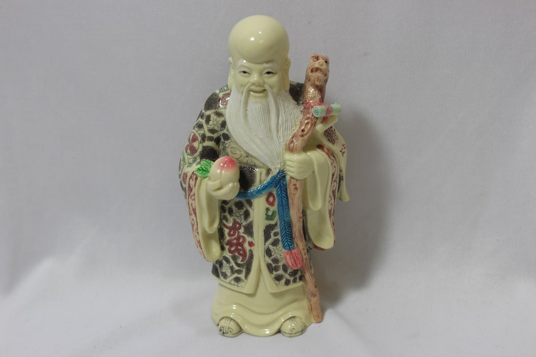 A Well Carved Chinese Resin Sage: 6 1/4" tall