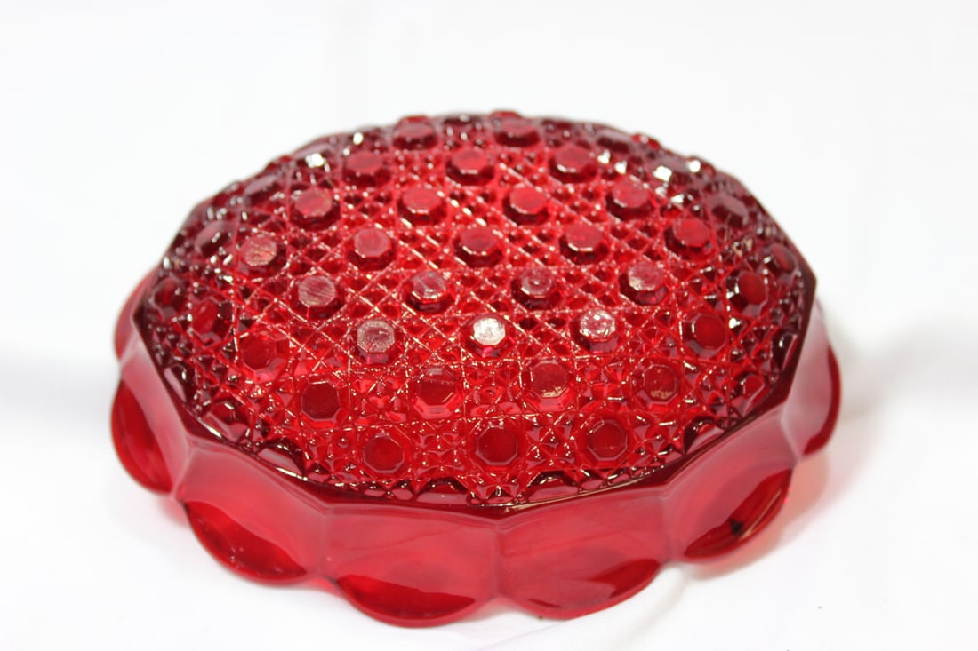A Ruby Red Glass Sugar Container - 3