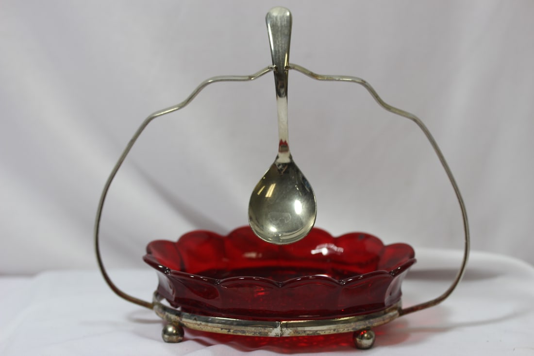 A Ruby Red Glass Sugar Container - 5