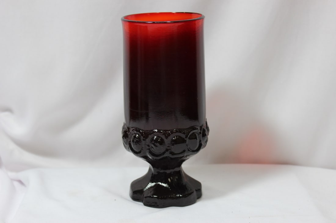 A Ruby Red Glass Stem Cup: 6 3/4" tall