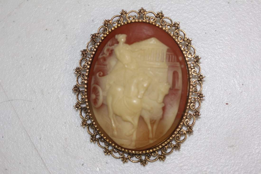Large, Gold Plated Cameo: well carved
