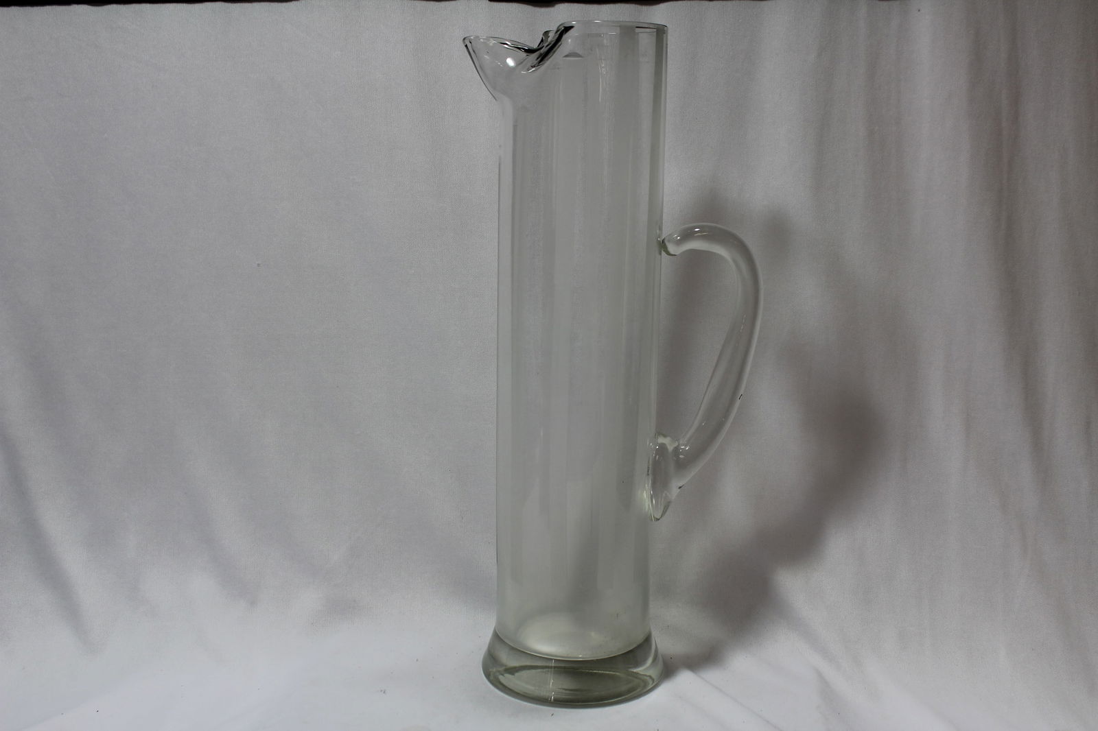A Tall Glass Pitcher: needs some cleaning - 13 1/8" tall