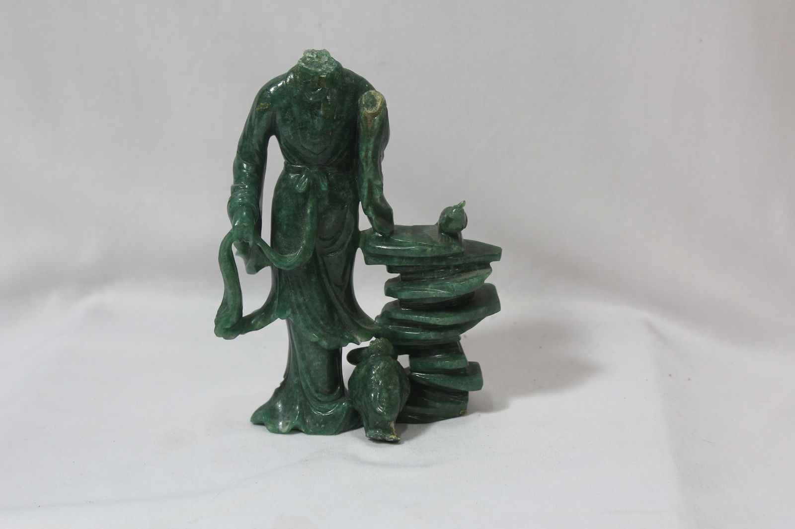 A Jade Kwan Yin: as found - missing hand and head needs to be reattacjed - 6 1/4" tall