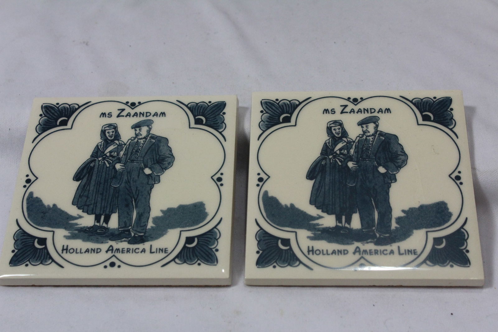 Lot of Two Delft Tile Coasters: 4" square