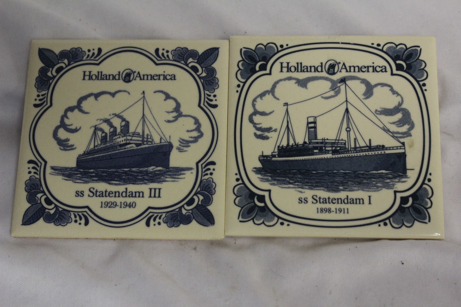 Lot of Two Delft Tile Coasters: 4" square