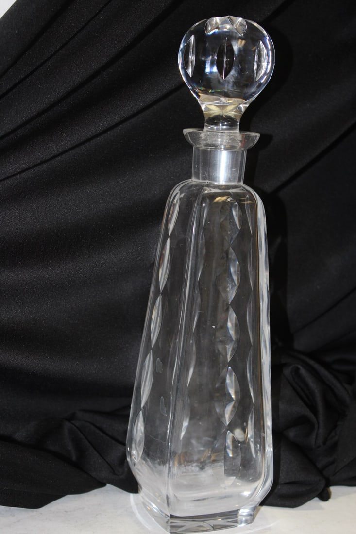 A Crystal Decanter: please note: bottom is cloudy - 13 3/8" tall