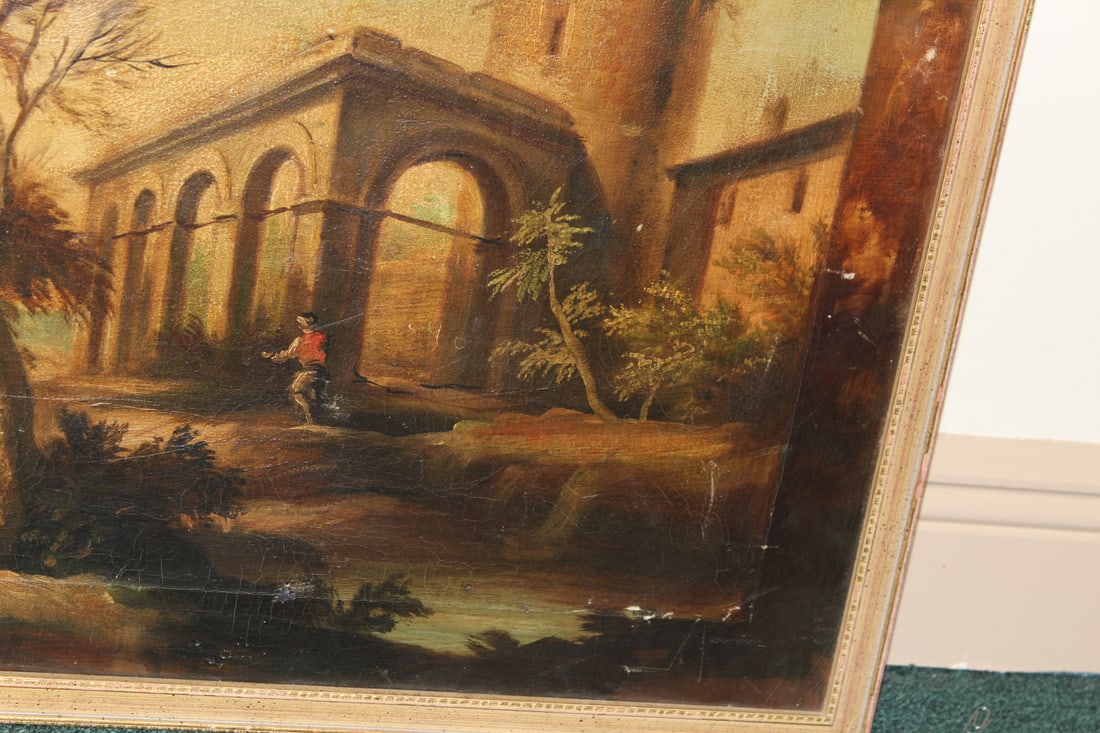 An Antique/Vintage Oil on Canvas of a Building - 10