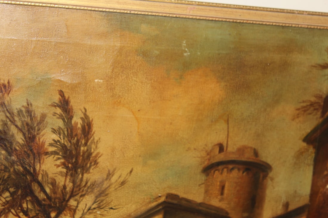 An Antique/Vintage Oil on Canvas of a Building - 3
