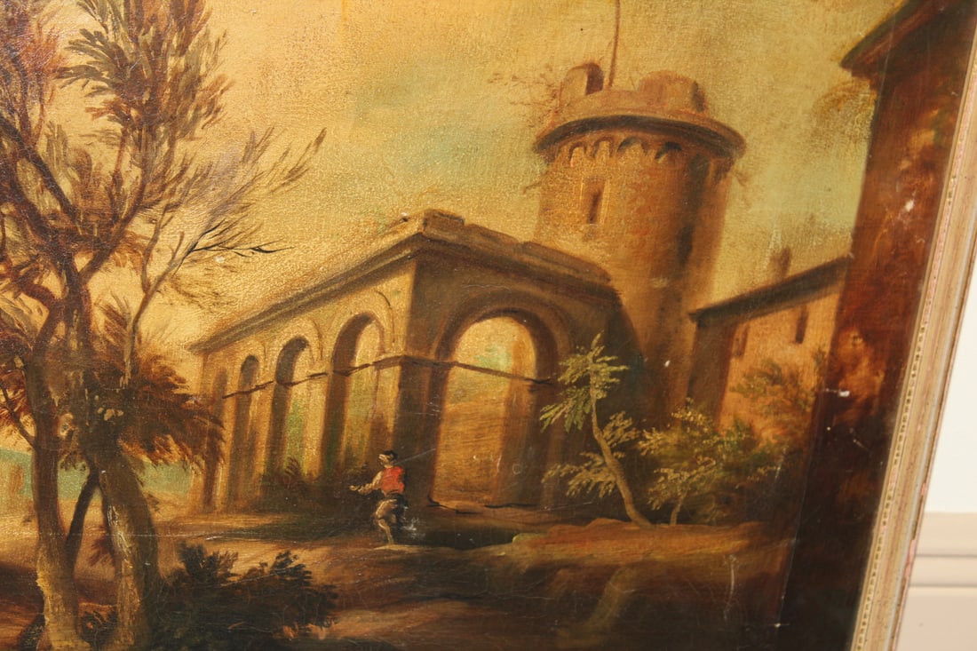 An Antique/Vintage Oil on Canvas of a Building - 5