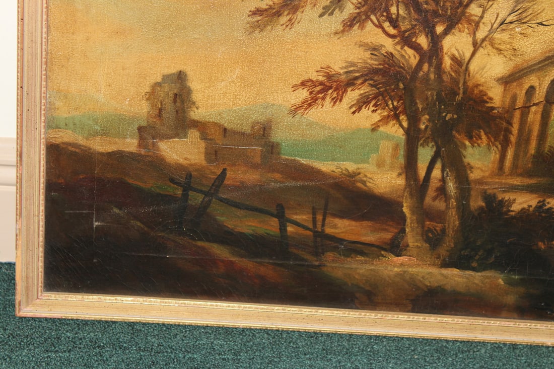 An Antique/Vintage Oil on Canvas of a Building - 8