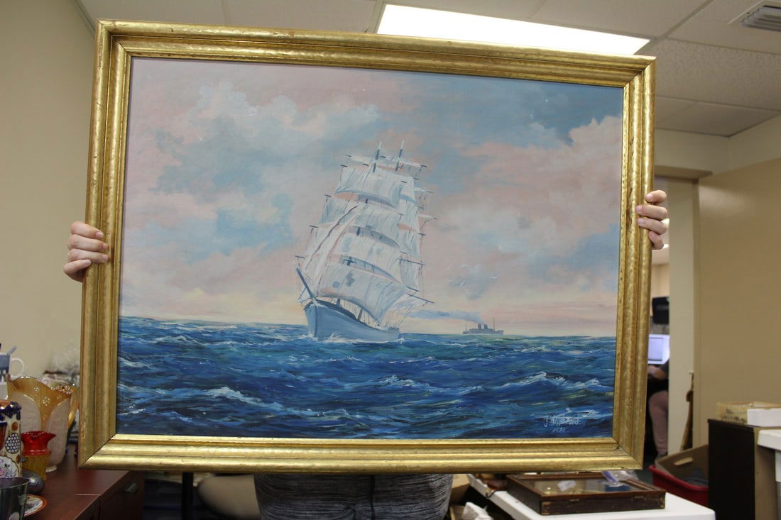 Oil on Canvas of a Clipper Ship: signed and dated 1939 - overall= 33 1/2" x 25 1/2" - signed by J. Willebrod 