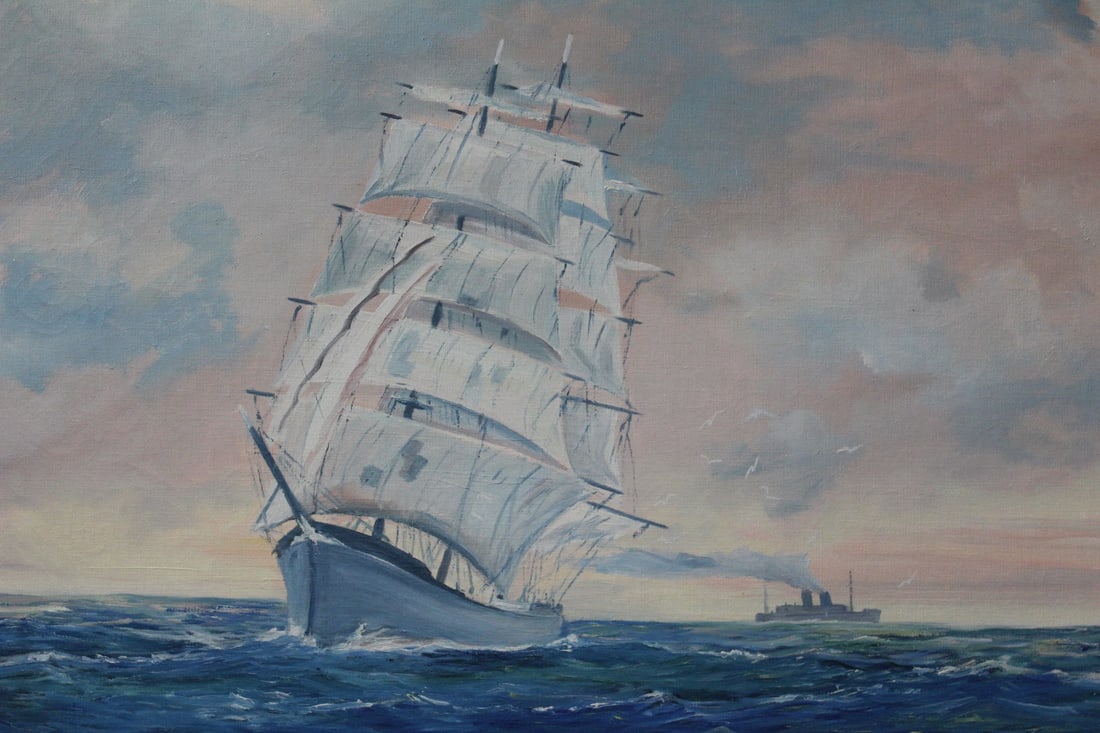 Oil on Canvas of a Clipper Ship - 2