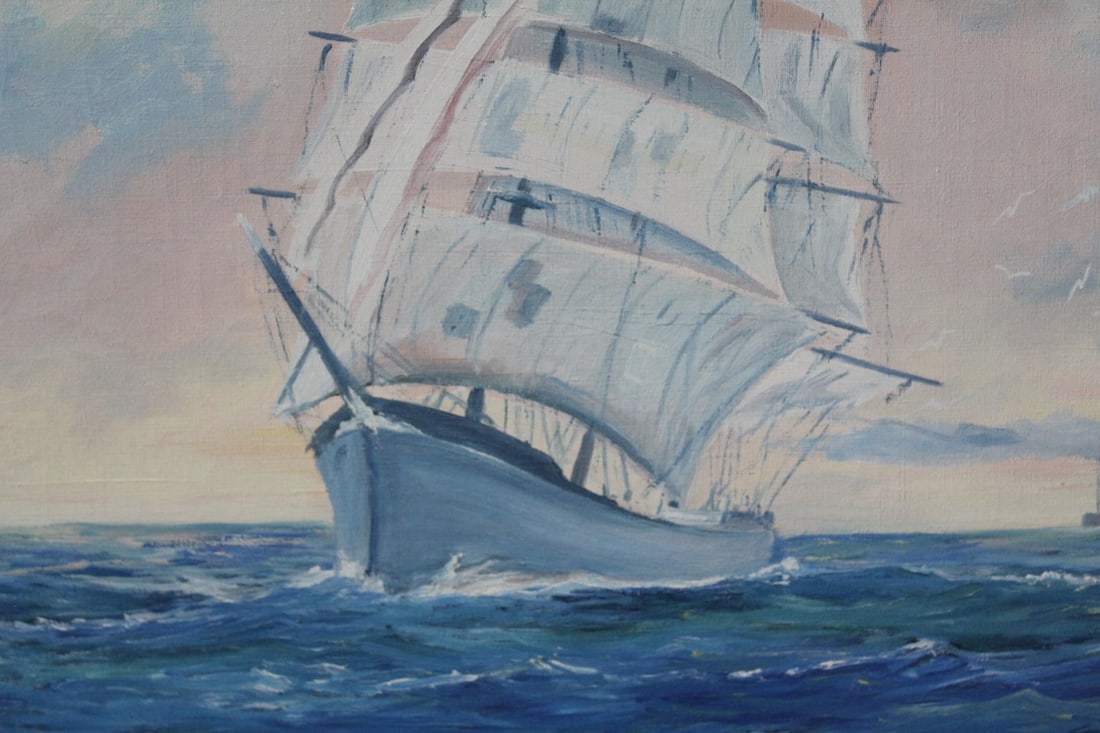 Oil on Canvas of a Clipper Ship - 5