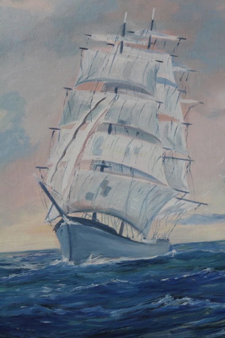 Oil on Canvas of a Clipper Ship - 6