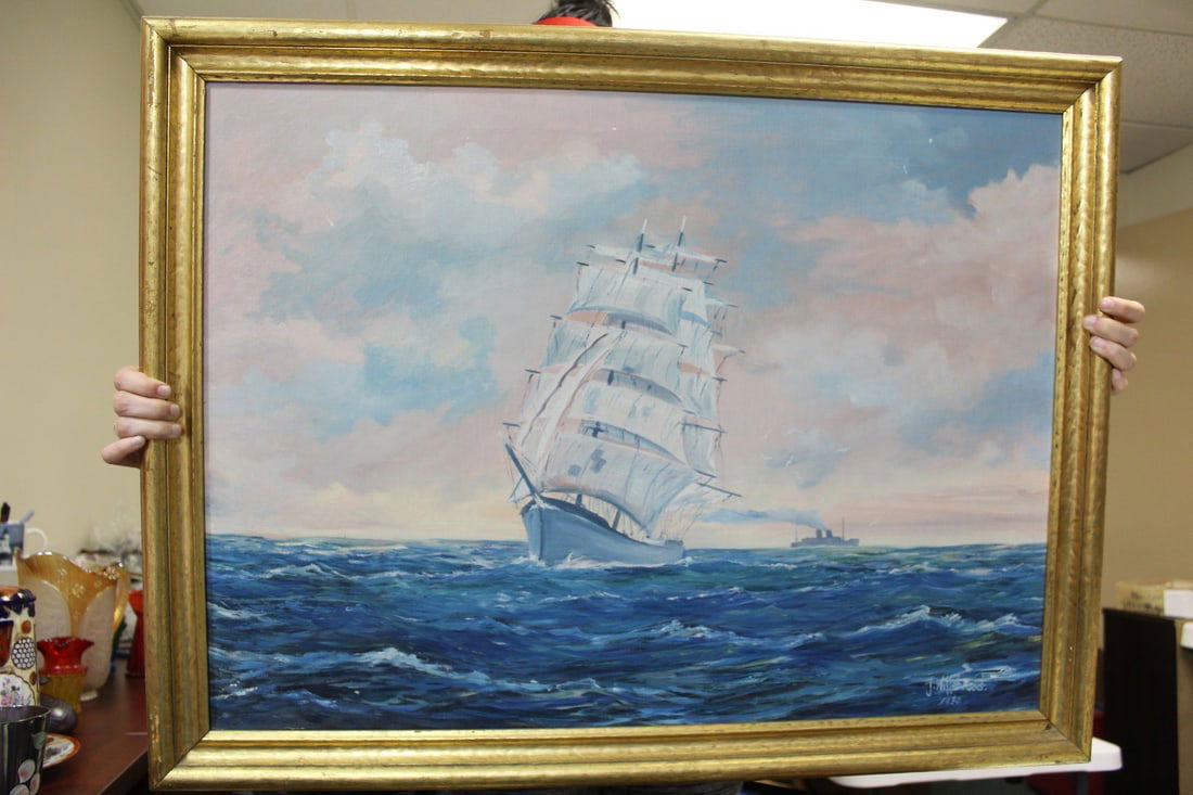 Oil on Canvas of a Clipper Ship - 8