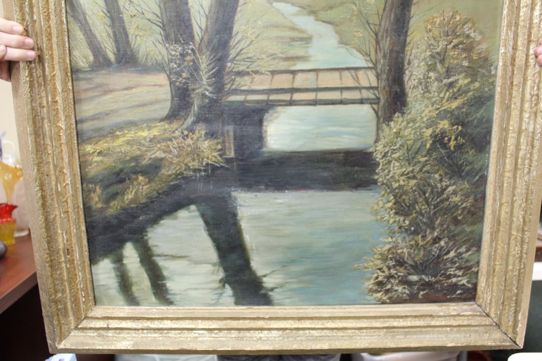 An Antique/Vintage Oil on Canvas of a Building - 2