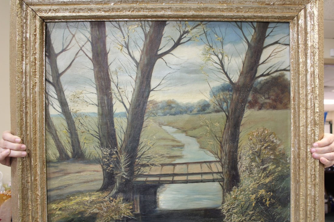 An Antique/Vintage Oil on Canvas of a Building - 4