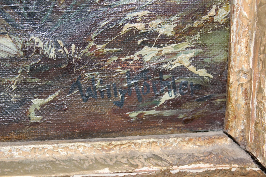 An Antique/Vintage Oil on Canvas of a Building - 5