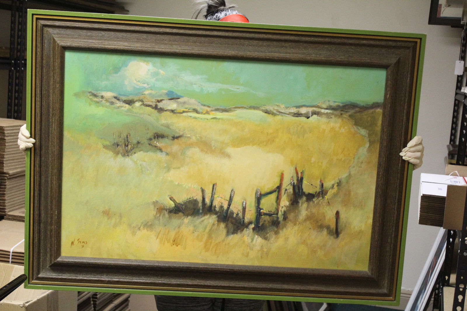 A Framed Psychadilic Oil on Canvas Painting (1 of 8)