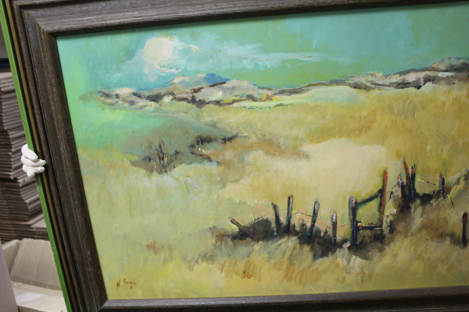 A Framed Psychadilic Oil on Canvas Painting - 4