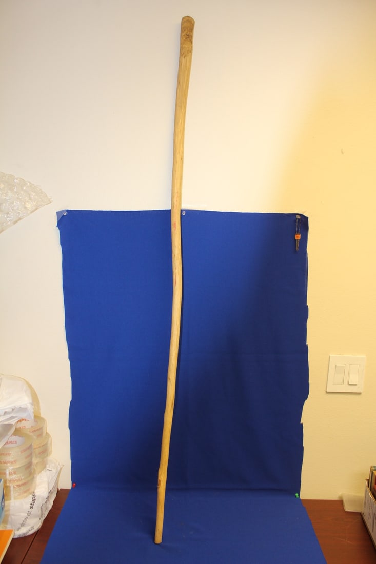 A Natural Wooden Cane: with Sage head on top - 57 1/4" long 