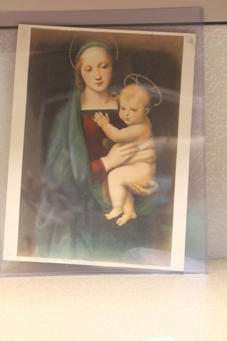 Vintage Madonna and Child Print: fFirenze - 10" x 7 5/8" 
