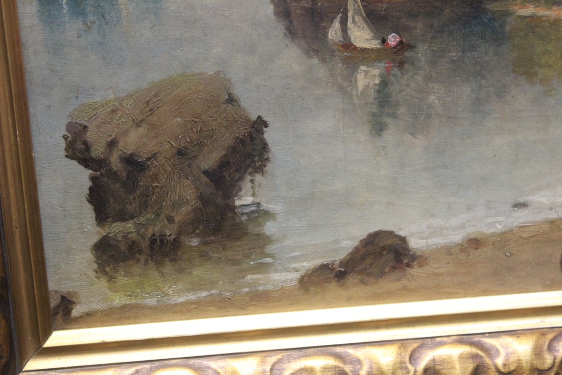 Antique oil on canvas painting - 8