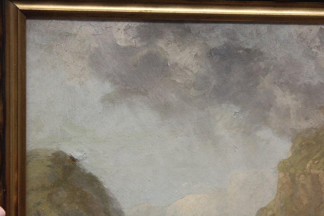 Antique oil on canvas painting - 9