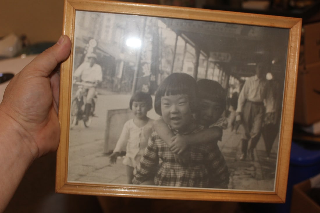 Old Chinese Black and White Photograph: of children - framed - 10 7/8" x 8 7/8" - probably 1950's 