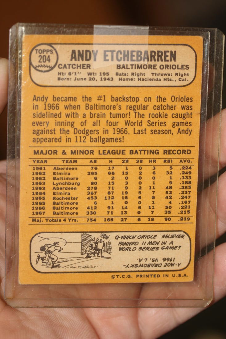 Andy Etchbarren Baseball Card - 2