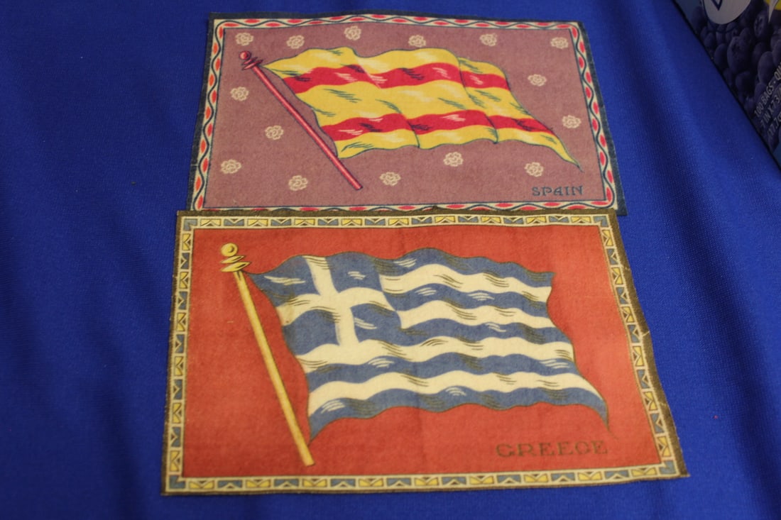 Lot of 2 Vintage Tobacco Flags: 8" x 5 1/2" each 