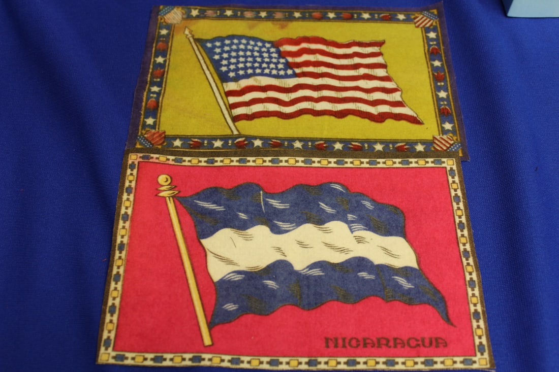 Lot of 2 Vintage Tobacco Flags: 8" x 5 1/2" each 