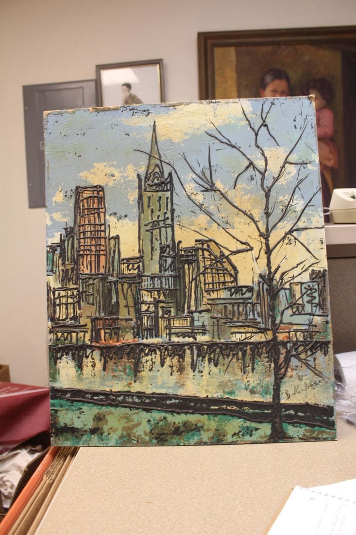 Signed Arcylic on Board Painting: appeared to be arcylic - unframed - 17 7/8" x 21 3/4" 